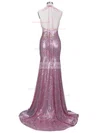 Trumpet/Mermaid Halter Sequined Sweep Train Prom Dresses #Favs020108278