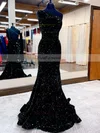 Trumpet/Mermaid One Shoulder Sequined Floor-length Prom Dresses #Favs020108016