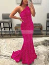 Trumpet/Mermaid One Shoulder Sequined Floor-length Prom Dresses #Favs020108016
