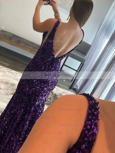 Trumpet/Mermaid V-neck Sequined Floor-length Prom Dresses #Favs020108017