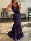 Trumpet/Mermaid V-neck Sequined Floor-length Prom Dresses #Favs020108017