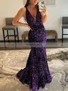 Trumpet/Mermaid V-neck Sequined Floor-length Prom Dresses #Favs020108019