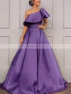 Princess One Shoulder Satin Floor-length Prom Dresses #Favs020108049