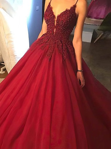 Ball Gown V-neck Organza Floor-length Beading Prom Dresses #Favs020108056