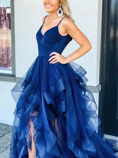 Princess V-neck Tulle Floor-length Pleats Prom Dresses #Favs020108060