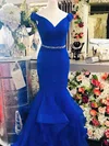 Trumpet/Mermaid Off-the-shoulder Tulle Sweep Train Beading Prom Dresses #Favs020108071