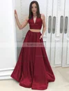 Princess V-neck Satin Floor-length Pockets Prom Dresses #Favs020105234