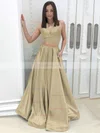 Princess V-neck Satin Floor-length Pockets Prom Dresses #Favs020105234