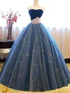 Ball Gown Strapless Tulle Sweep Train Beading Prom Dresses #Favs020108118