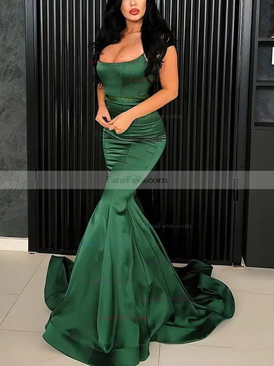 Trumpet/Mermaid Square Neckline Stretch Crepe Sweep Train Prom Dresses #Favs020108128