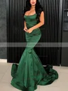 Trumpet/Mermaid Square Neckline Stretch Crepe Sweep Train Prom Dresses #Favs020108128