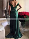 Sheath/Column Off-the-shoulder Silk-like Satin Sweep Train Appliques Lace Prom Dresses #Favs020103584