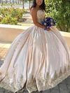 Ball Gown Sweetheart Satin Sweep Train Beading Prom Dresses #Favs020108150