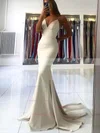Trumpet/Mermaid V-neck Silk-like Satin Sweep Train Prom Dresses #Favs020108200