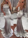 Trumpet/Mermaid Scoop Neck Silk-like Satin Sweep Train Lace Prom Dresses #Favs020105251