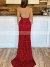 Sheath/Column Halter Sequined Sweep Train Split Front Prom Dresses #Favs020108173