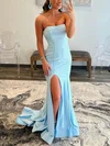 Trumpet/Mermaid Strapless Sequined Sweep Train Split Front Prom Dresses #Favs020108177