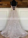 A-line V-neck Sequined Sweep Train Prom Dresses #Favs020108179