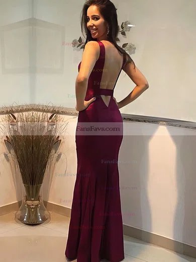 Trumpet/Mermaid V-neck Satin Floor-length Prom Dresses #Favs020105253