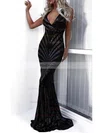 Trumpet/Mermaid V-neck Sequined Sweep Train Prom Dresses #Favs020108183
