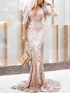 Trumpet/Mermaid V-neck Sweep Train Prom Dresses #Favs020108184