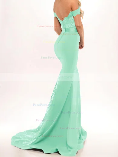 Trumpet/Mermaid Off-the-shoulder Stretch Crepe Sweep Train Beading Prom Dresses #Favs020103589