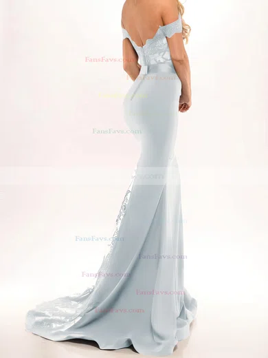 Trumpet/Mermaid Off-the-shoulder Stretch Crepe Sweep Train Beading Prom Dresses #Favs020103589