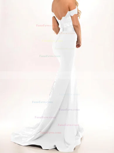 Trumpet/Mermaid Off-the-shoulder Stretch Crepe Sweep Train Beading Prom Dresses #Favs020103589
