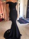 Trumpet/Mermaid Off-the-shoulder Stretch Crepe Sweep Train Beading Prom Dresses #Favs020103589