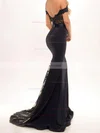 Trumpet/Mermaid Off-the-shoulder Stretch Crepe Sweep Train Beading Prom Dresses #Favs020103589