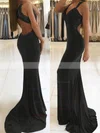 Trumpet/Mermaid V-neck Jersey Sweep Train Appliques Lace Prom Dresses #Favs020105264