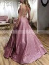 Ball Gown Square Neckline Glitter Sweep Train Prom Dresses #Favs020108292