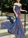 Trumpet/Mermaid Off-the-shoulder Glitter Sweep Train Prom Dresses #Favs020108295