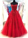 A-line Square Neckline Lace Tulle Sweep Train Appliques Lace Prom Dresses #Favs020108270