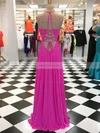 A-line V-neck Chiffon Floor-length Ruffles Prom Dresses #Favs020105273