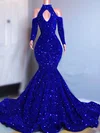 Trumpet/Mermaid High Neck Sequined Sweep Train Prom Dresses #Favs020108318