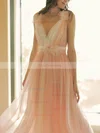A-line V-neck Chiffon Floor-length Flower(s) Prom Dresses #Favs020108474