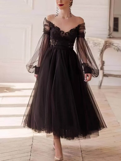 A-line Off-the-shoulder Tulle Ankle-length Prom Dresses #Favs020108478