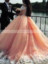 Ball Gown Off-the-shoulder Lace Tulle Sweep Train Appliques Lace Prom Dresses #Favs020108485
