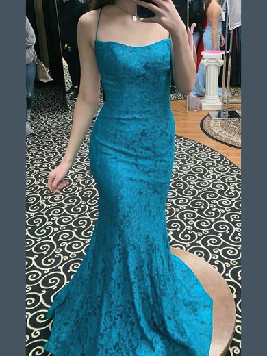 Trumpet/Mermaid Square Neckline Lace Sweep Train Beading Prom Dresses #Favs020108537