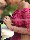 A-line Off-the-shoulder Silk-like Satin Sweep Train Flower(s) Prom Dresses #Favs020108541