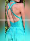 A-line Scoop Neck Satin Floor-length Split Front Prom Dresses #Favs020105293