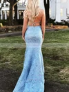 Trumpet/Mermaid Square Neckline Lace Sweep Train Appliques Lace Prom Dresses #Favs020108400