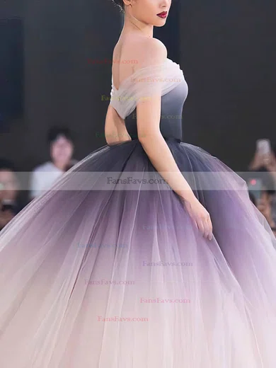 Ball Gown Off-the-shoulder Tulle Sweep Train Prom Dresses #Favs020108408