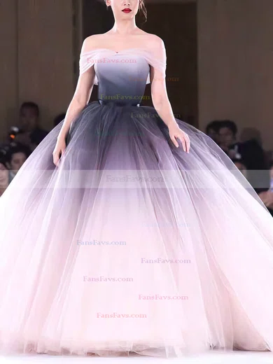 Ball Gown Off-the-shoulder Tulle Sweep Train Prom Dresses #Favs020108408