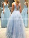 A-line V-neck Glitter Sweep Train Prom Dresses #Favs020108421