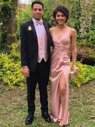 Sheath/Column V-neck Silk-like Satin Floor-length Split Front Prom Dresses #Favs020103662 Sheath/Column V-neck Silk-like Satin Floor-length Split Front Prom Dresses #Favs020103662