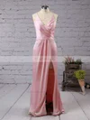 Sheath/Column V-neck Silk-like Satin Floor-length Split Front Prom Dresses #Favs020103662