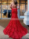 Trumpet/Mermaid V-neck Lace Sweep Train Prom Dresses #Favs020108454