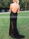 Sheath/Column Scoop Neck Lace Sweep Train Prom Dresses #Favs020105310
